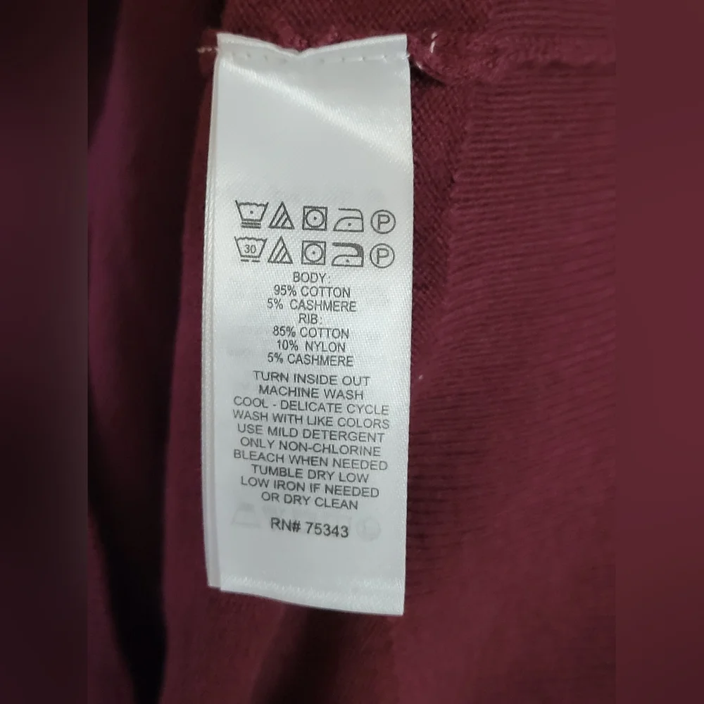 Daniel Hechter Paris Quarter-Zip Sweater Cotton Cashmere Blend Large Burgundy